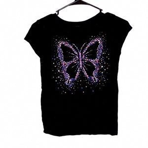 Black shirt with colorful butterfly🦋